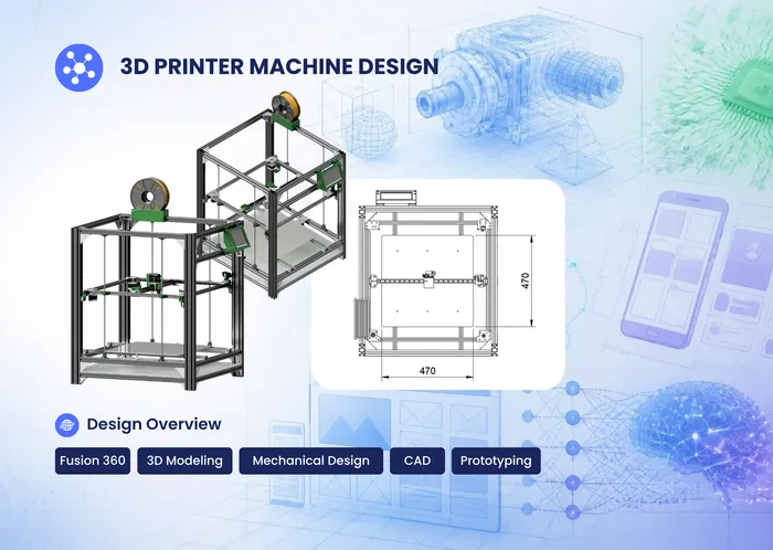 Desain 3D Struktur Mekanikal Mesin 3D Printer CoreXY